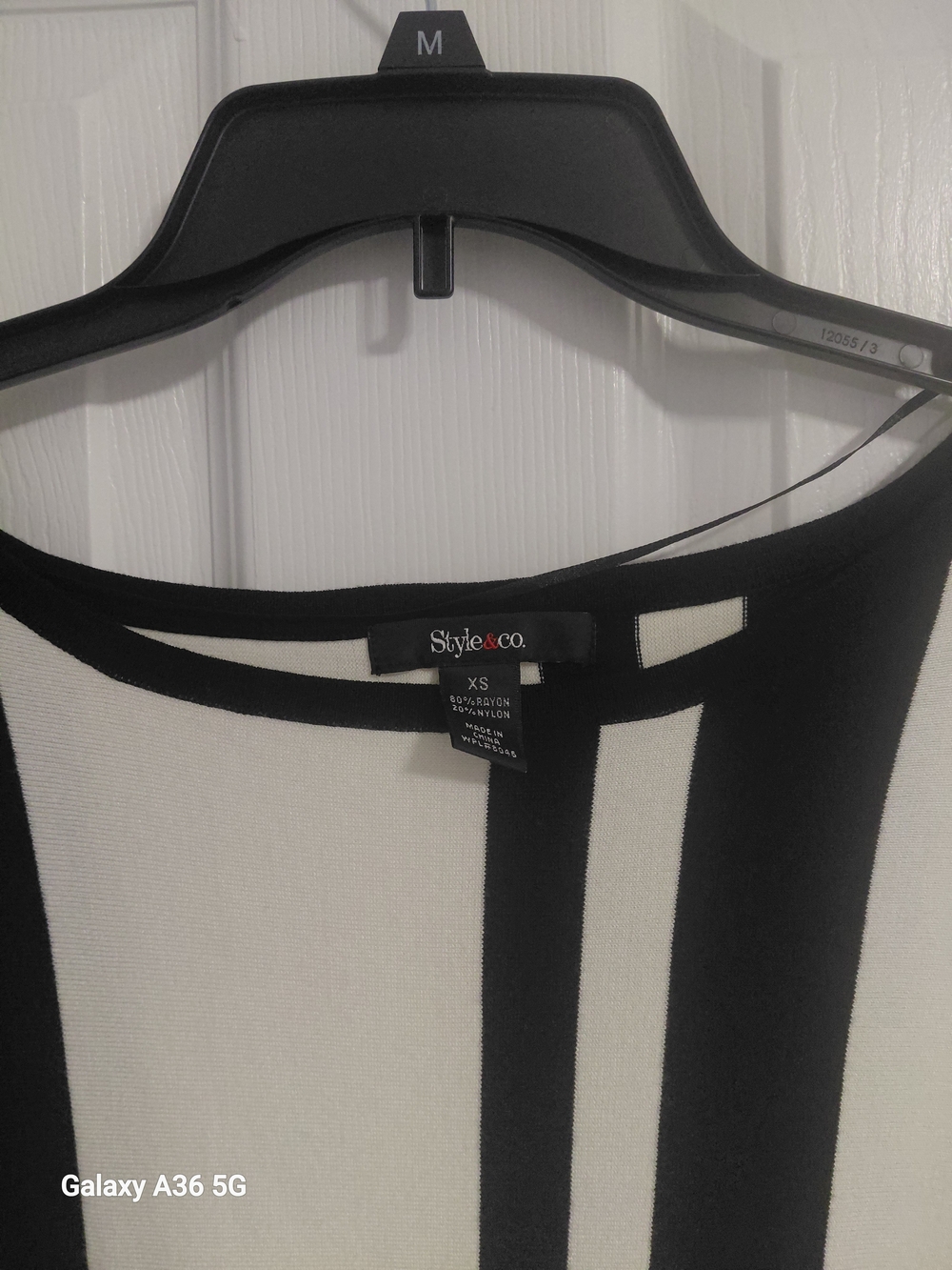 Style & Co Black and White Striped Top